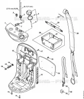 Réservoir d'essence, Plaque dorsale pour Stihl SR 200-D