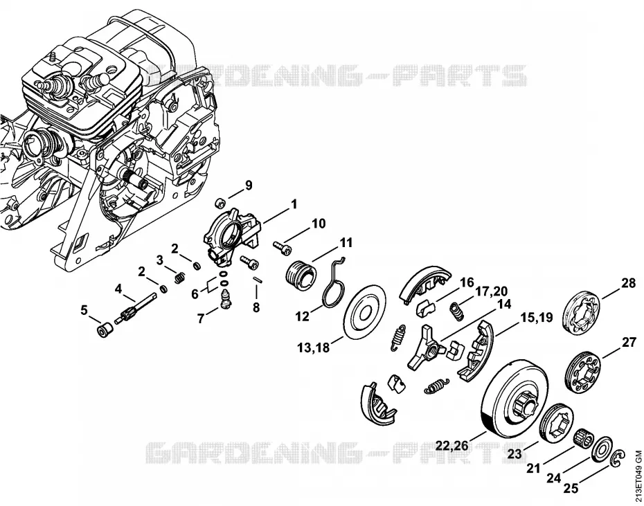 Pompe à huile, Embrayage Stihl Tronçonneuses Tronçonneuses Tronçonneuses thermiques MS MS 361-W  MS 361-W