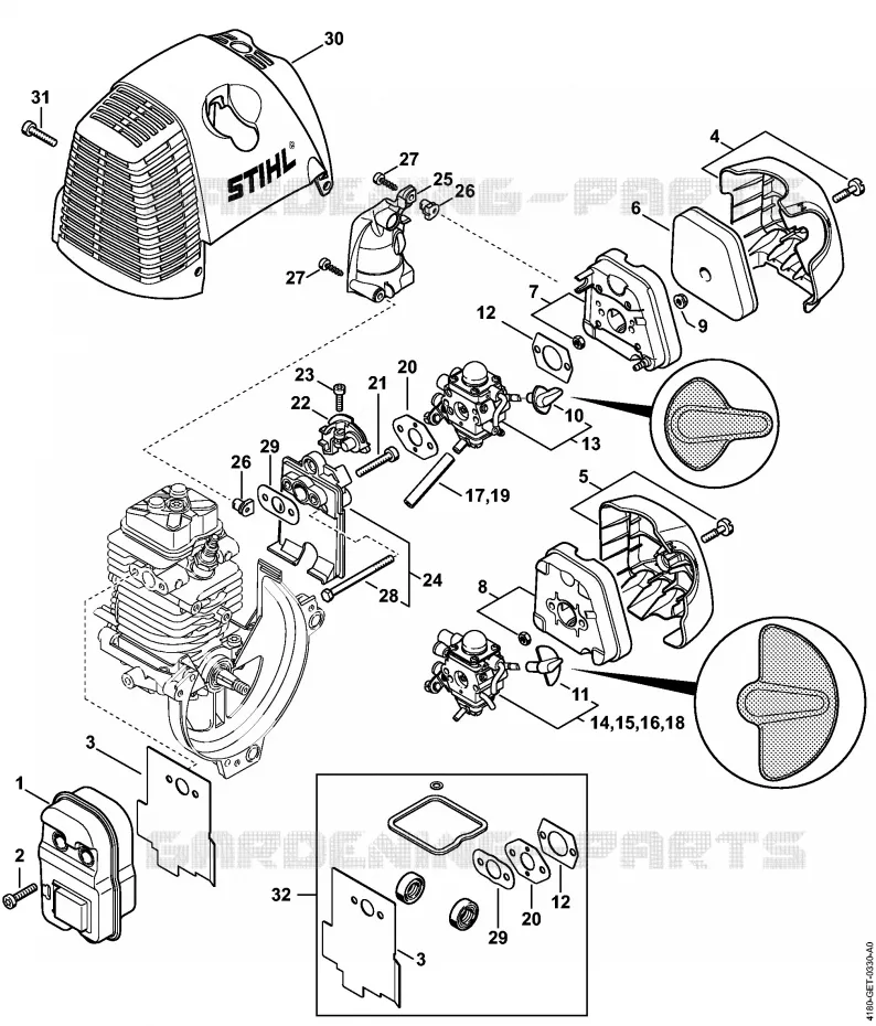 Silencieux, Filtre à air Stihl Combisystèmes et multisystèmes Combisystèmes et multisystèmes Moteurs CombiSystème KM 100 R  KM 100 R