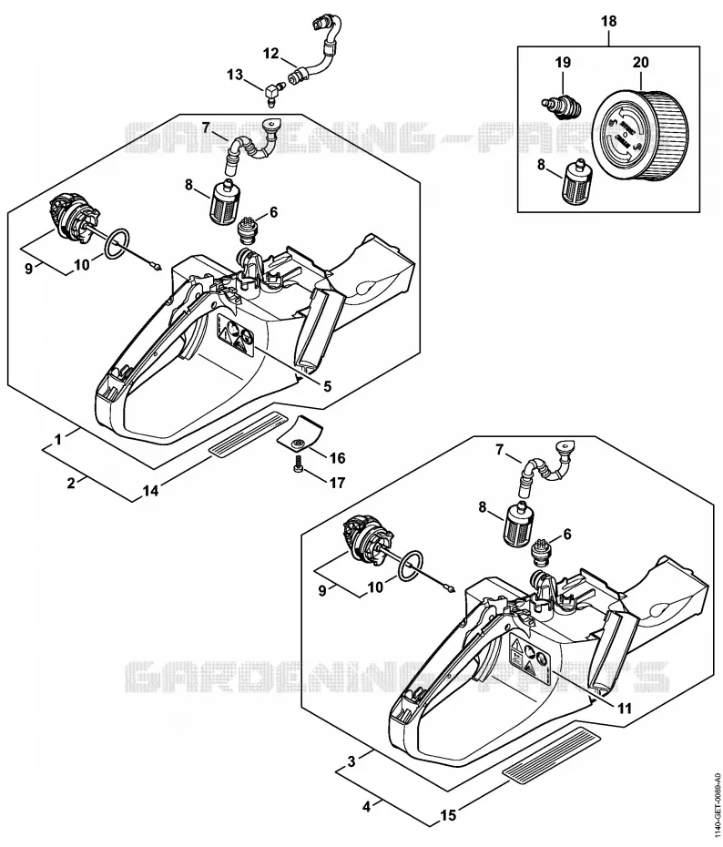 Carter de réservoir Stihl Tronçonneuses Tronçonneuses Tronçonneuses thermiques MS MS 362 C-M  MS 362 C-M