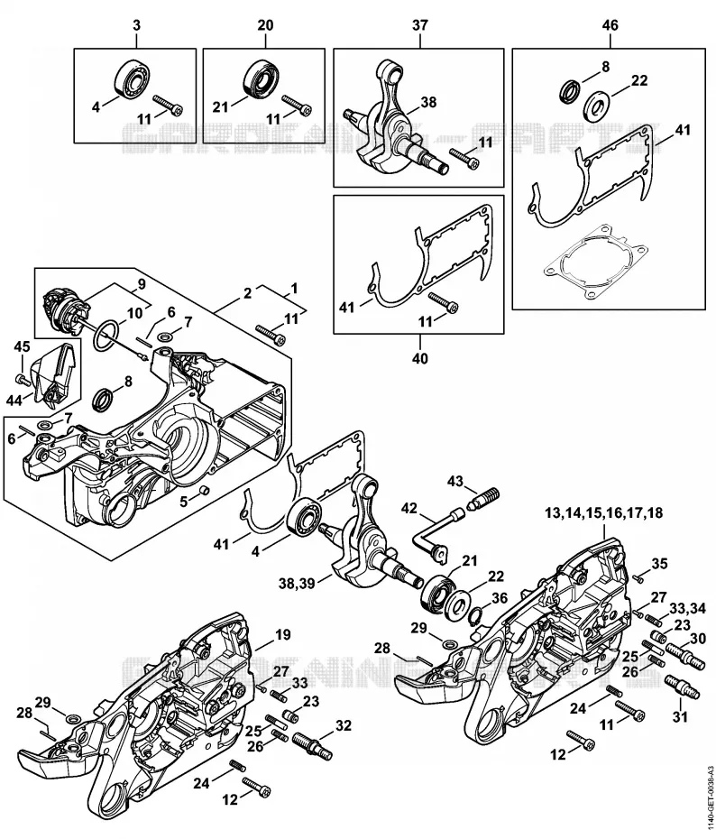 Carter de vilebrequin Stihl Tronçonneuses Tronçonneuses Tronçonneuses thermiques MS MS 362 C-M  MS 362 C-M