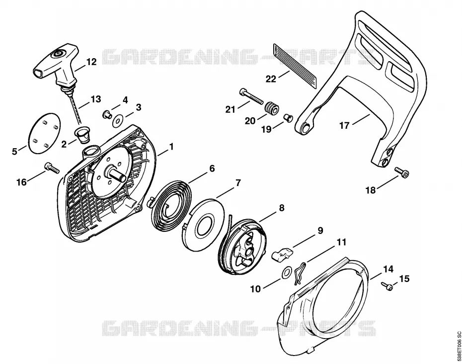 Dispositif de lancement, Protège-main Stihl Tronçonneuses Tronçonneuses Tronçonneuses thermiques MS MS 381  MS 381