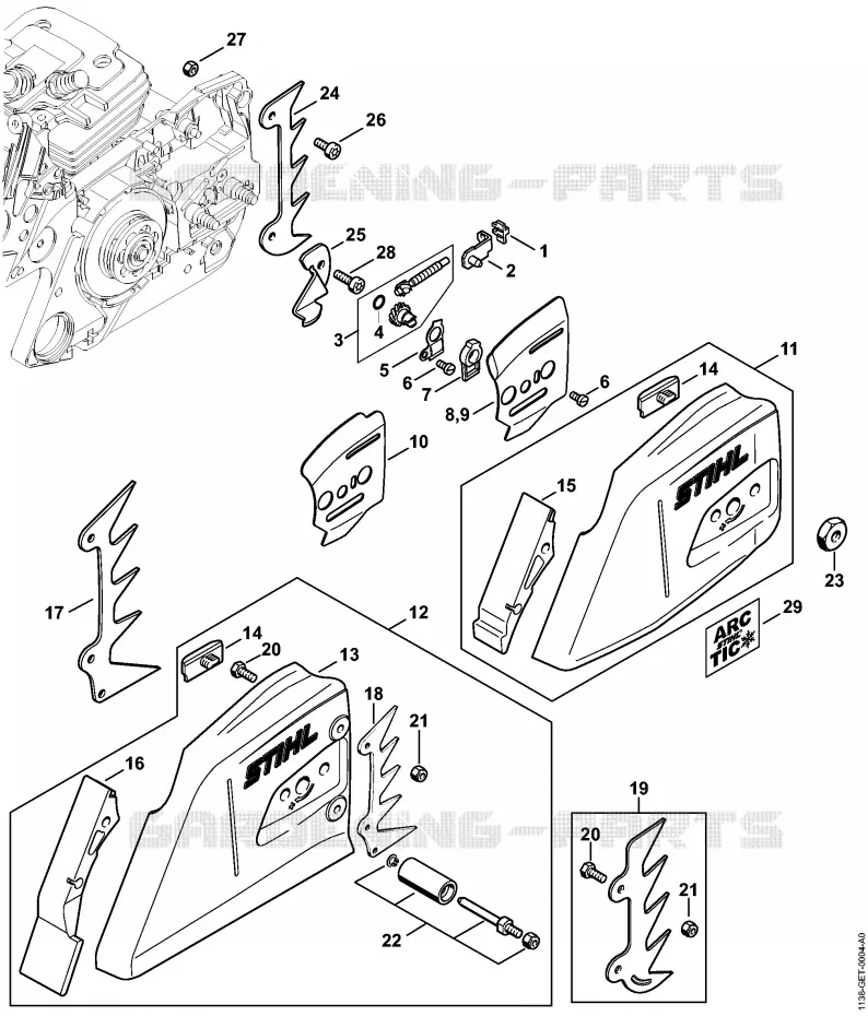 Tendeur de chaîne Stihl Tronçonneuses Tronçonneuses Tronçonneuses thermiques MS MS 441  MS 441