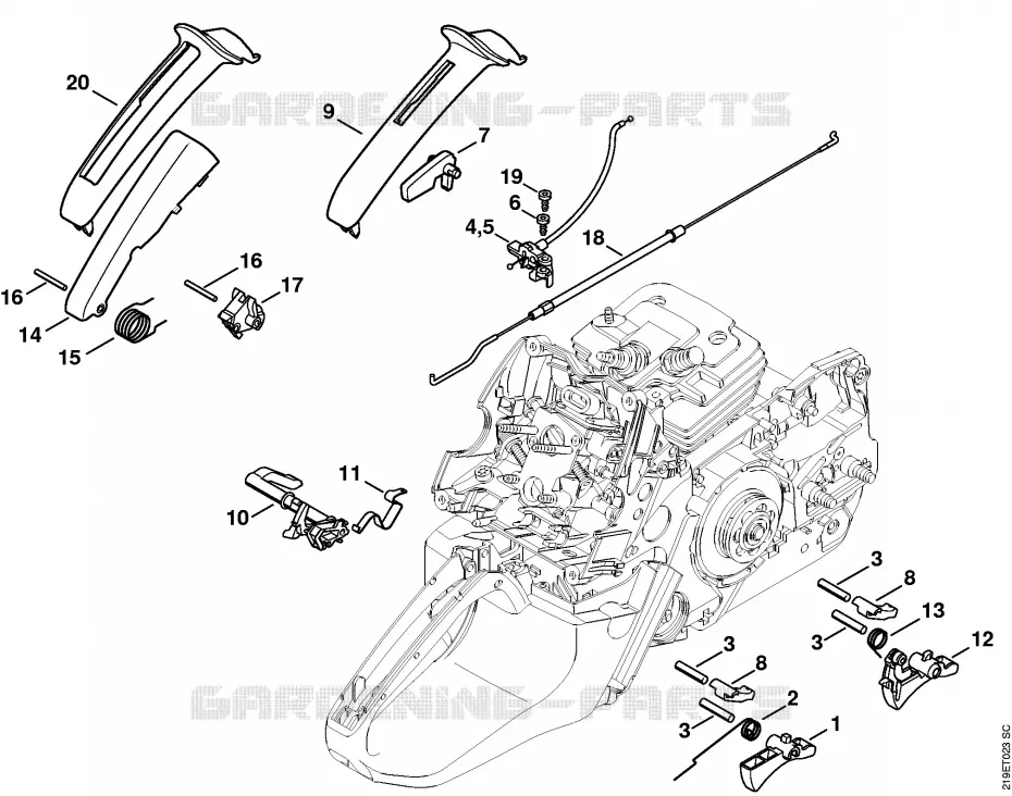 Commande des gaz Stihl Tronçonneuses Tronçonneuses Tronçonneuses thermiques MS MS 441 C-M  MS 441 C-M