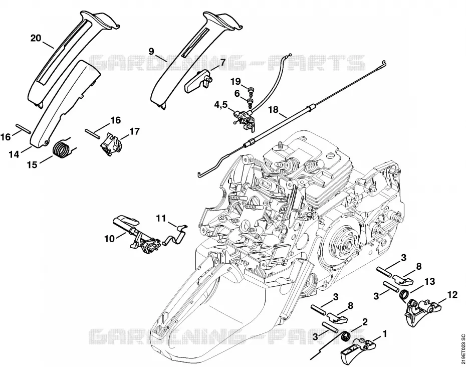 Commande des gaz Stihl Tronçonneuses Tronçonneuses Tronçonneuses thermiques MS MS 441 C-M W  MS 441 C-M W