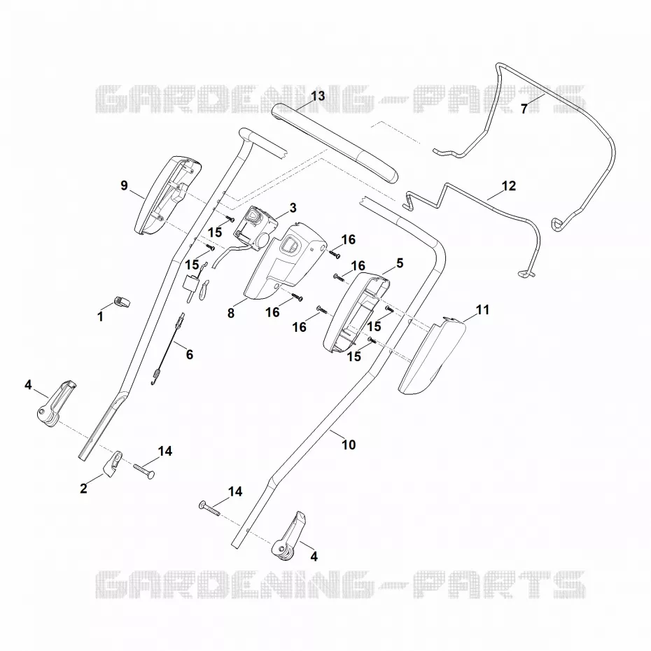 A - Guidon part haut Stihl Tondeuses Tondeuses Tondeuses à batteries RMA 2.1 RT  RMA 2.1 RT
