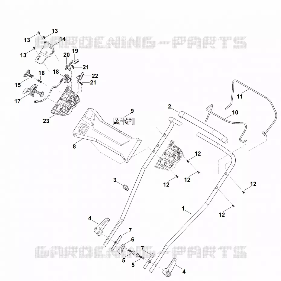 A - Guidon part haut Stihl Tondeuses Tondeuses Tondeuses à batteries RMA 2.2 RV  RMA 2.2 RV