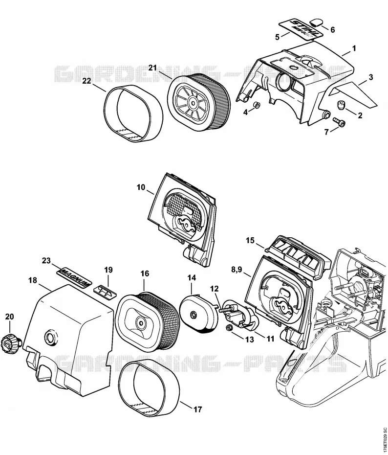 Capot, Filtre à air Stihl Tronçonneuses Tronçonneuses Tronçonneuses thermiques MS MS 460-R  MS 460-R