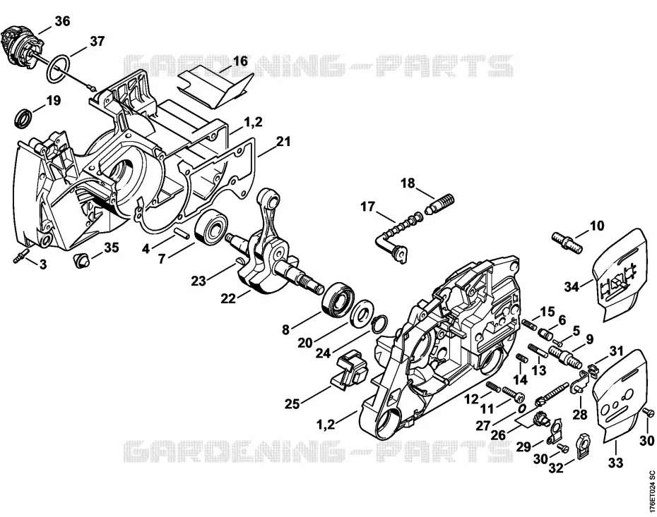 Carter, Vilebrequin Stihl Tronçonneuses Tronçonneuses Tronçonneuses thermiques MS MS 460-R  MS 460-R
