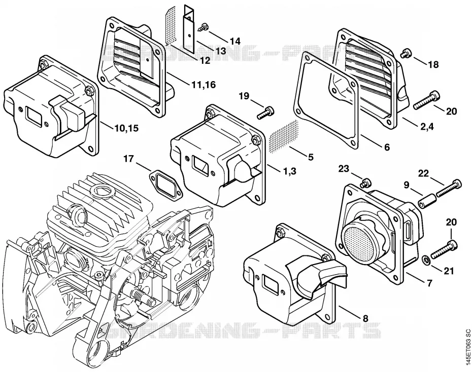 Silencieux Stihl Tronçonneuses Tronçonneuses Tronçonneuses thermiques MS MS 460-R  MS 460-R