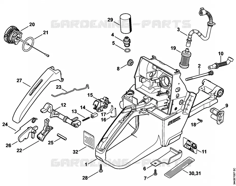 Carter de réservoir Stihl Tronçonneuses Tronçonneuses Tronçonneuses thermiques MS MS 461  MS 461
