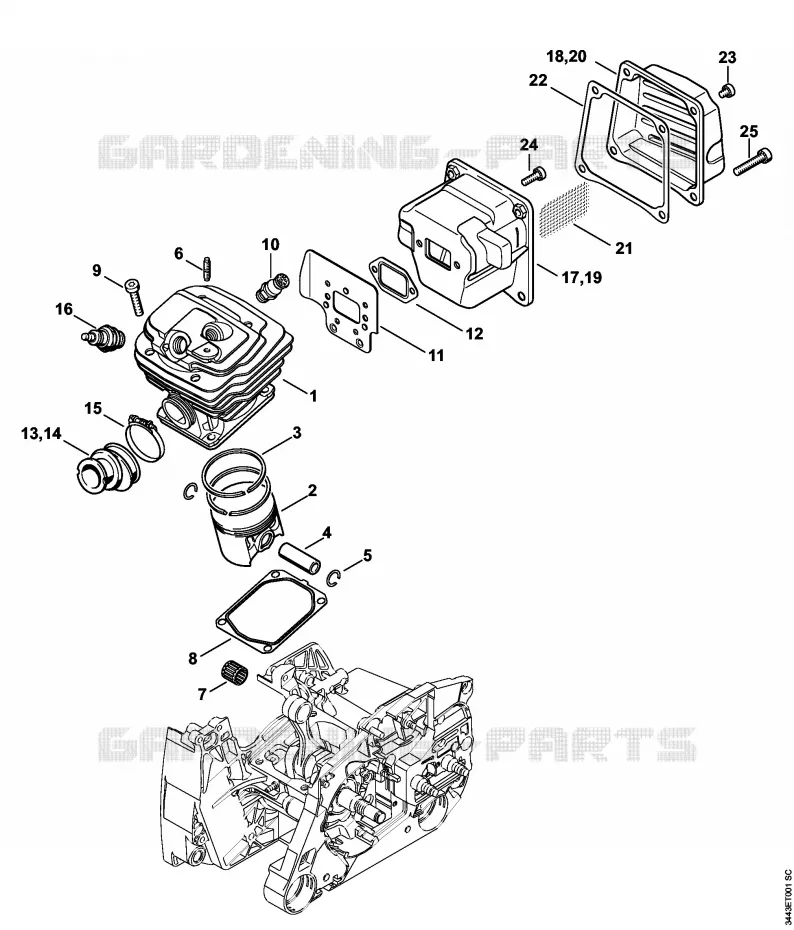 Cylindre, Silencieux Stihl Tronçonneuses Tronçonneuses Tronçonneuses thermiques MS MS 461  MS 461