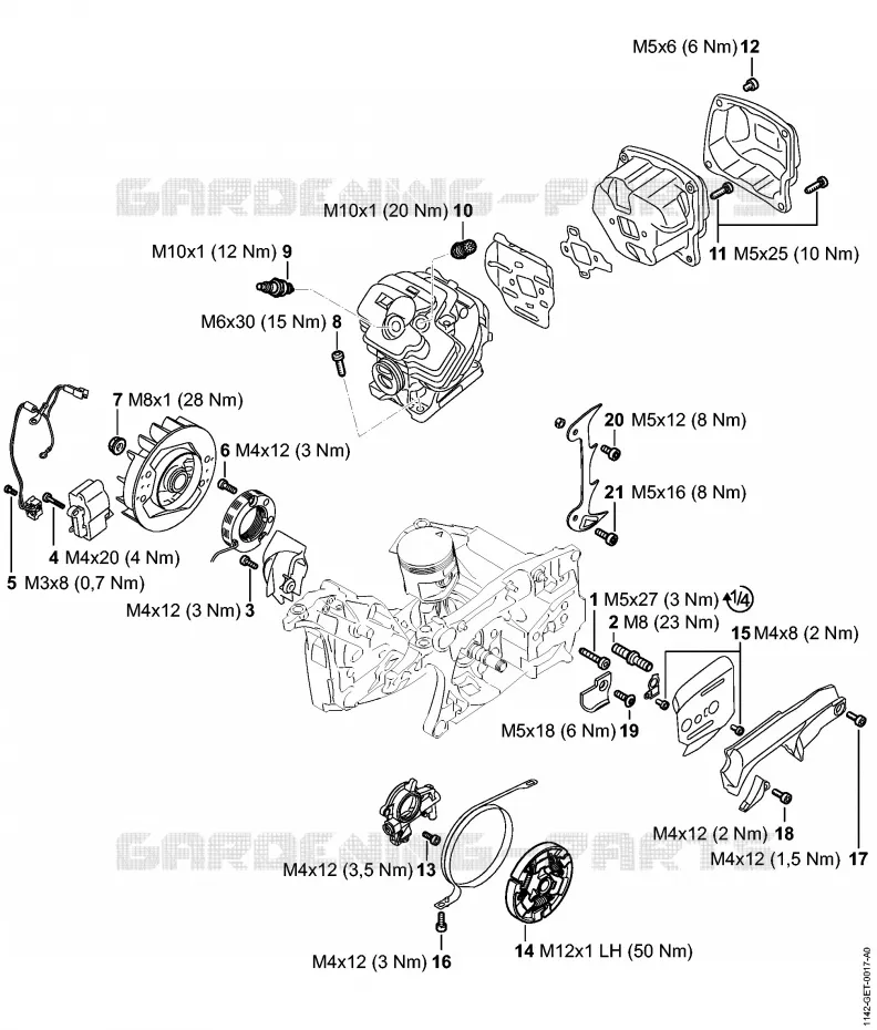 Couples de serrage Stihl Tronçonneuses Tronçonneuses Tronçonneuses thermiques MS MS 462 C-M R Rettungssäge  MS 462 C-M R Rettungssäge