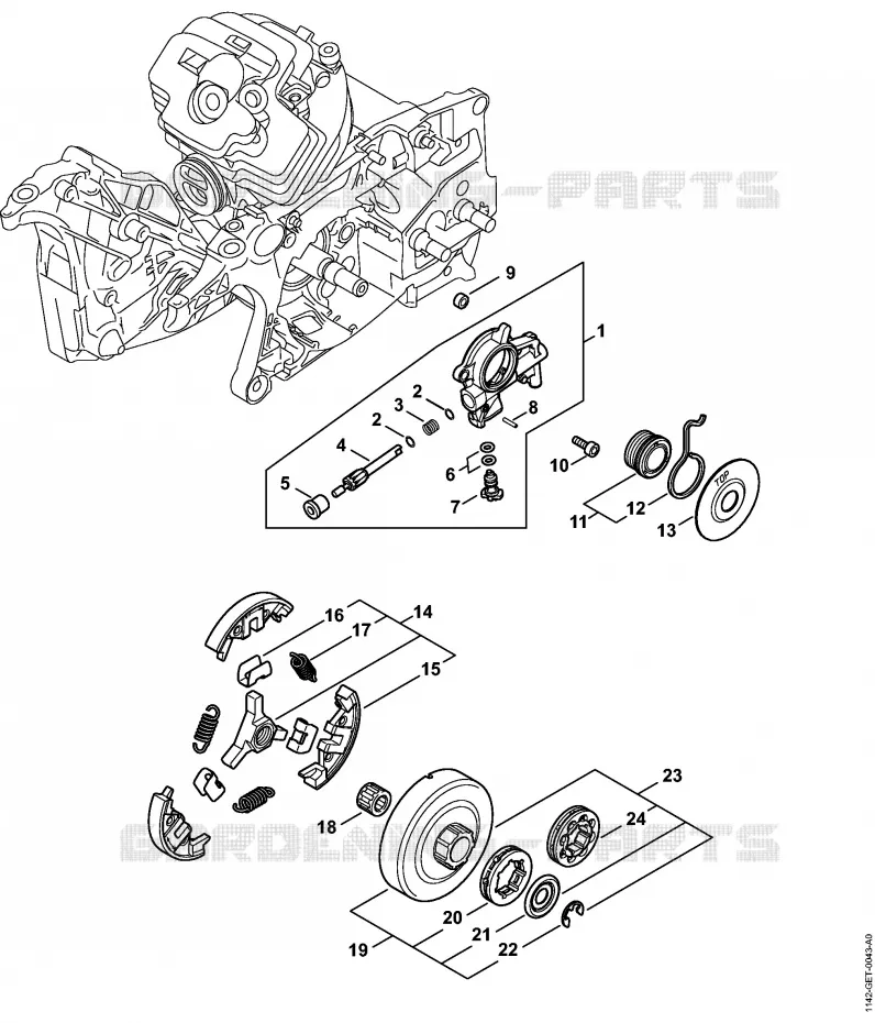Pompe à huile, Embrayage Stihl Tronçonneuses Tronçonneuses Tronçonneuses thermiques MS MS 462 C-M R Rettungssäge  MS 462 C-M R Rettungssäge