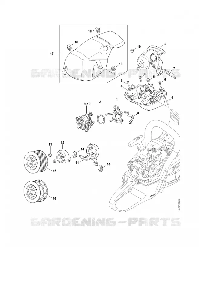 Support de carburateur, Filtre à air, Capot M-Tronic Stihl Tronçonneuses Tronçonneuses Tronçonneuses thermiques MS MS 462 C-M R Rettungssäge  MS 462 C-M R Rettungssäge
