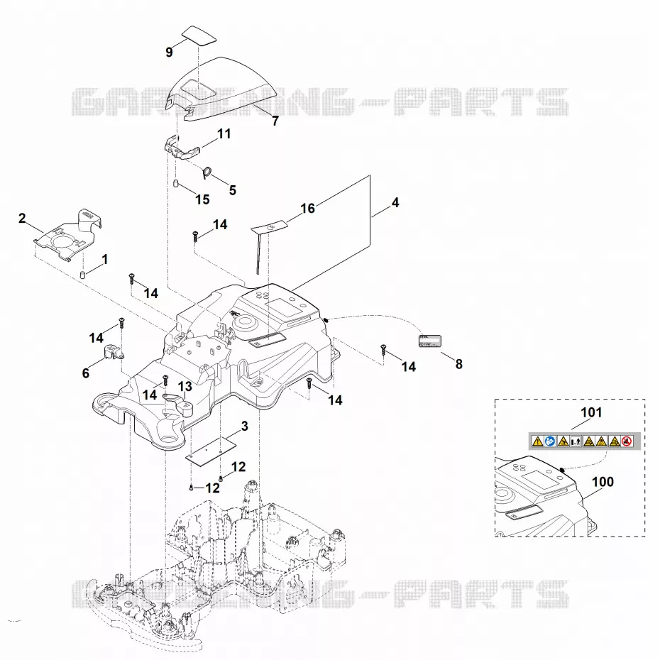 B - Carter supérieur Stihl Robots de tontes Robots de tontes RMI RMI 422.0  RMI 422.0