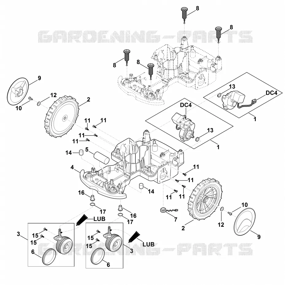 C - Parte inferérieure du carter, châssis Stihl Robots de tontes Robots de tontes RMI RMI 422.0 P  RMI 422.0 P