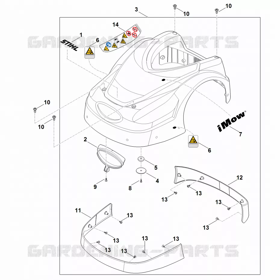 A - Capot Stihl Robots de tontes Robots de tontes RMI RMI 422.0 PC  RMI 422.0 PC