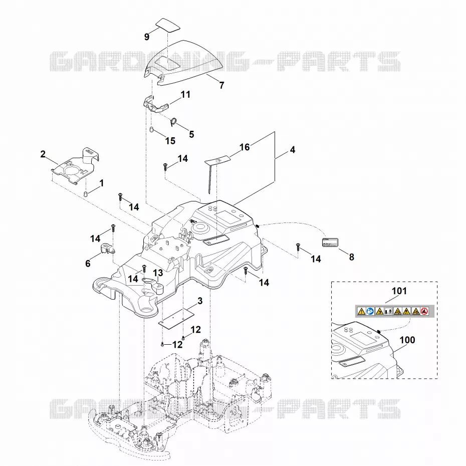 B - Carter supérieur Stihl Robots de tontes Robots de tontes RMI RMI 422.0 PC  RMI 422.0 PC