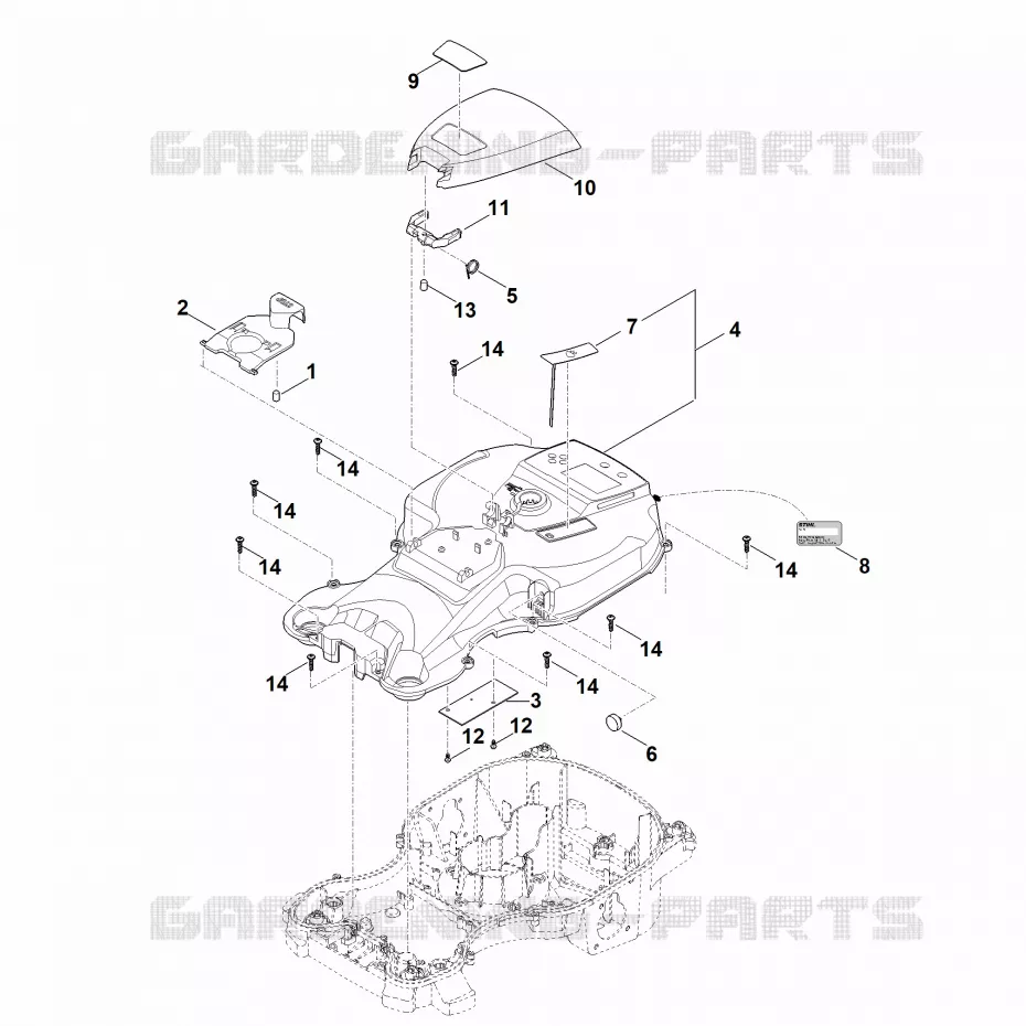 B - Carter supérieur Stihl Robots de tontes Robots de tontes RMI RMI 422.1  RMI 422.1