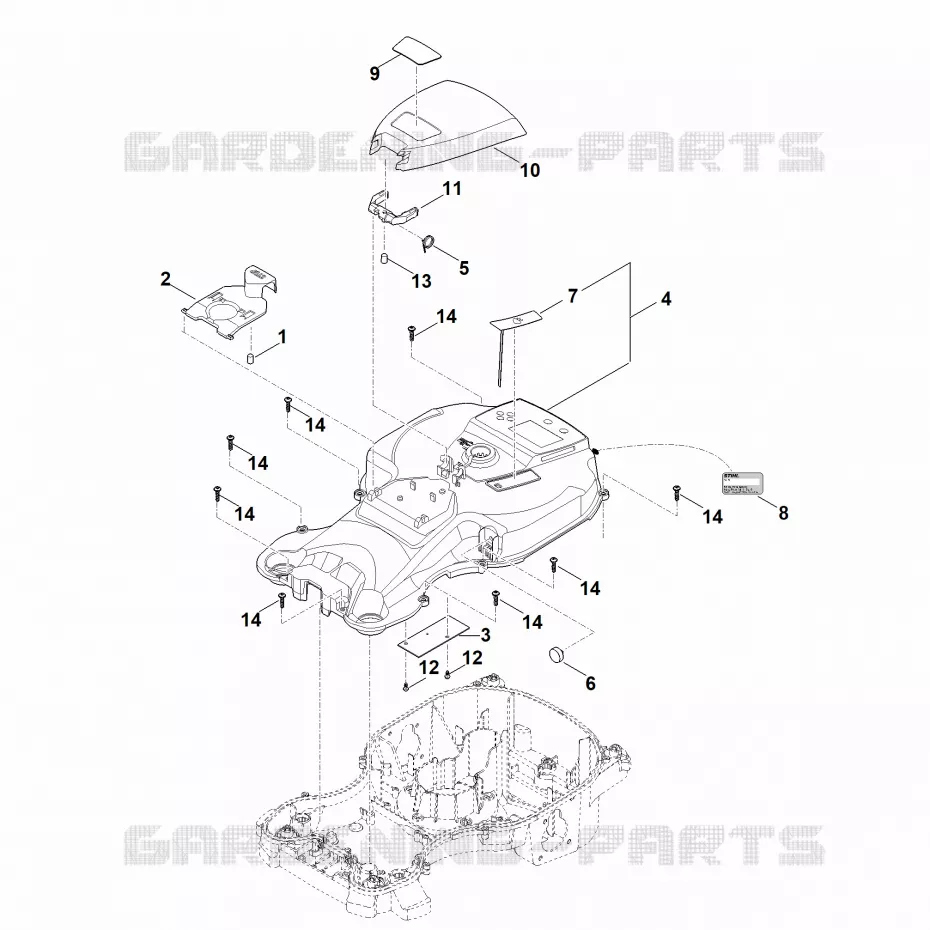 B - Carter supérieur Stihl Robots de tontes Robots de tontes RMI RMI 422.1 PC  RMI 422.1 PC