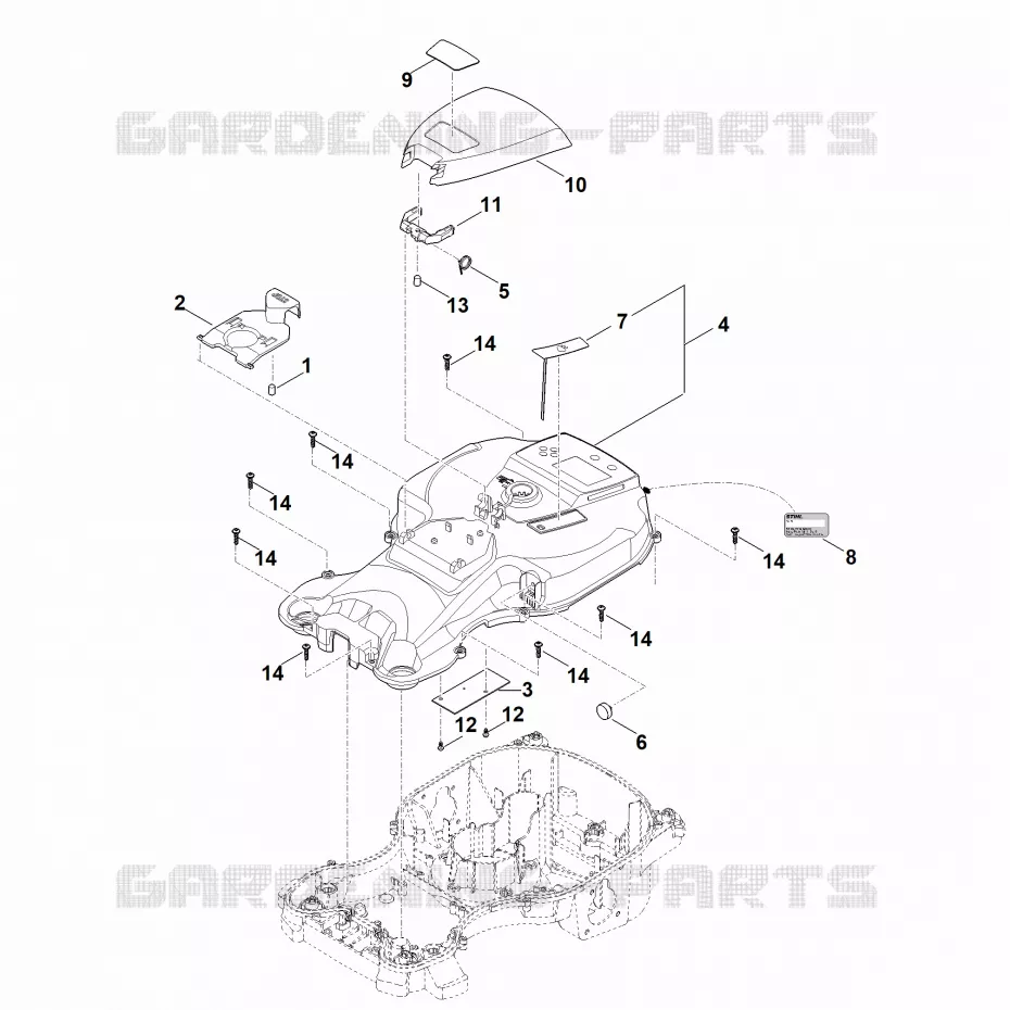 B - Carter supérieur Stihl Robots de tontes Robots de tontes RMI RMI 422.2  RMI 422.2