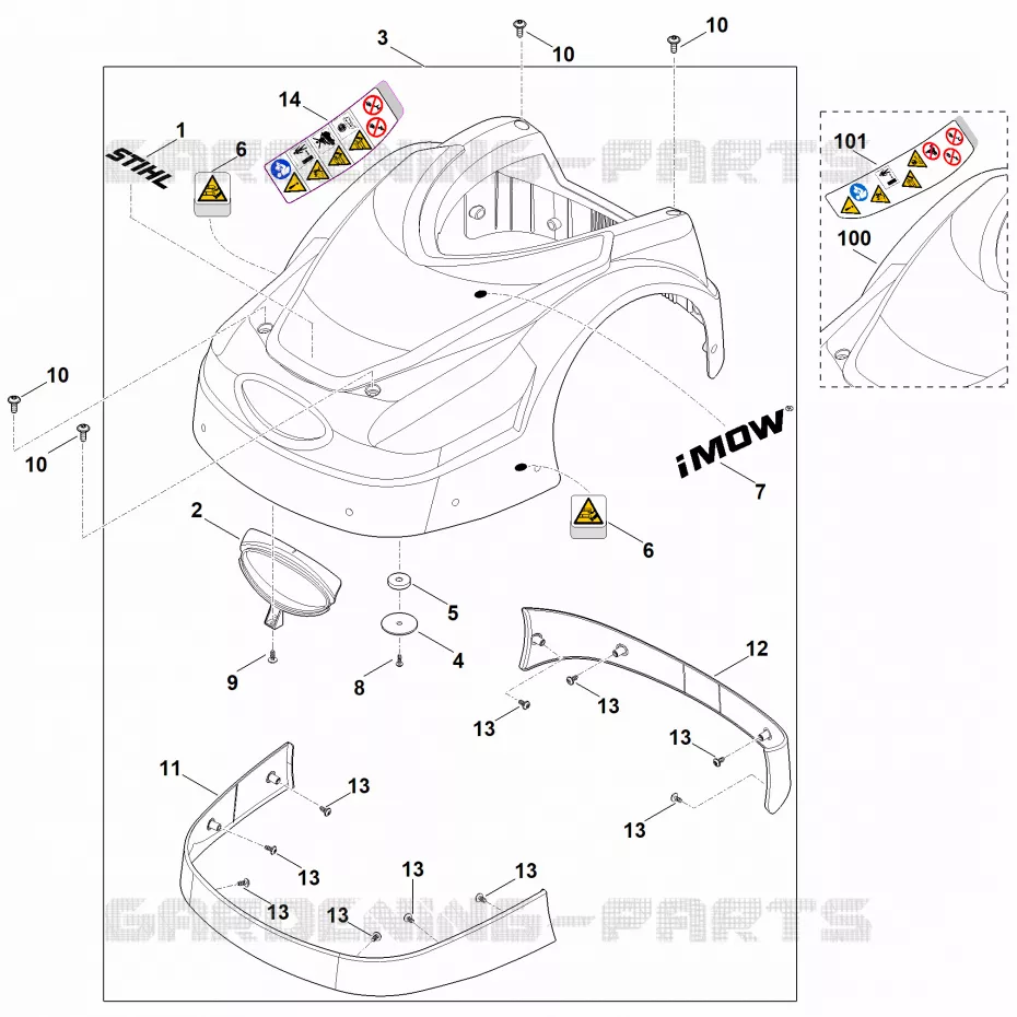 A - Capot Stihl Robots de tontes Robots de tontes RMI RMI 422.2 P  RMI 422.2 P