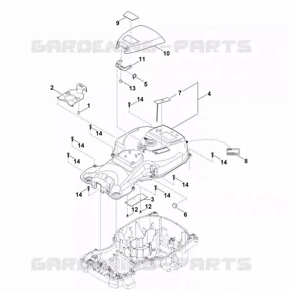 B - Carter supérieur Stihl Robots de tontes Robots de tontes RMI RMI 422.2 PC  RMI 422.2 PC