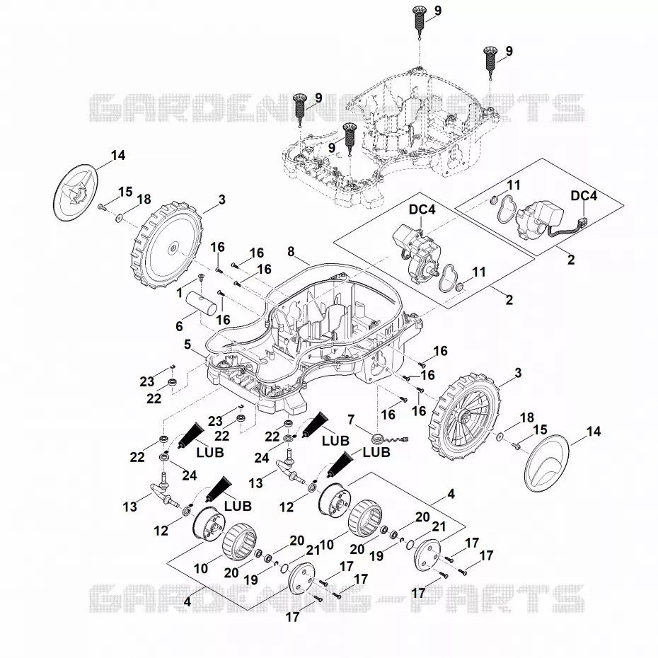 C - Parte inferérieure du carter, châssis Stihl Robots de tontes Robots de tontes RMI RMI 522.0 C  RMI 522.0 C