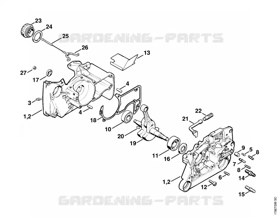 Carter de vilebrequin Stihl Tronçonneuses Tronçonneuses Tronçonneuses thermiques MS MS 650  MS 650