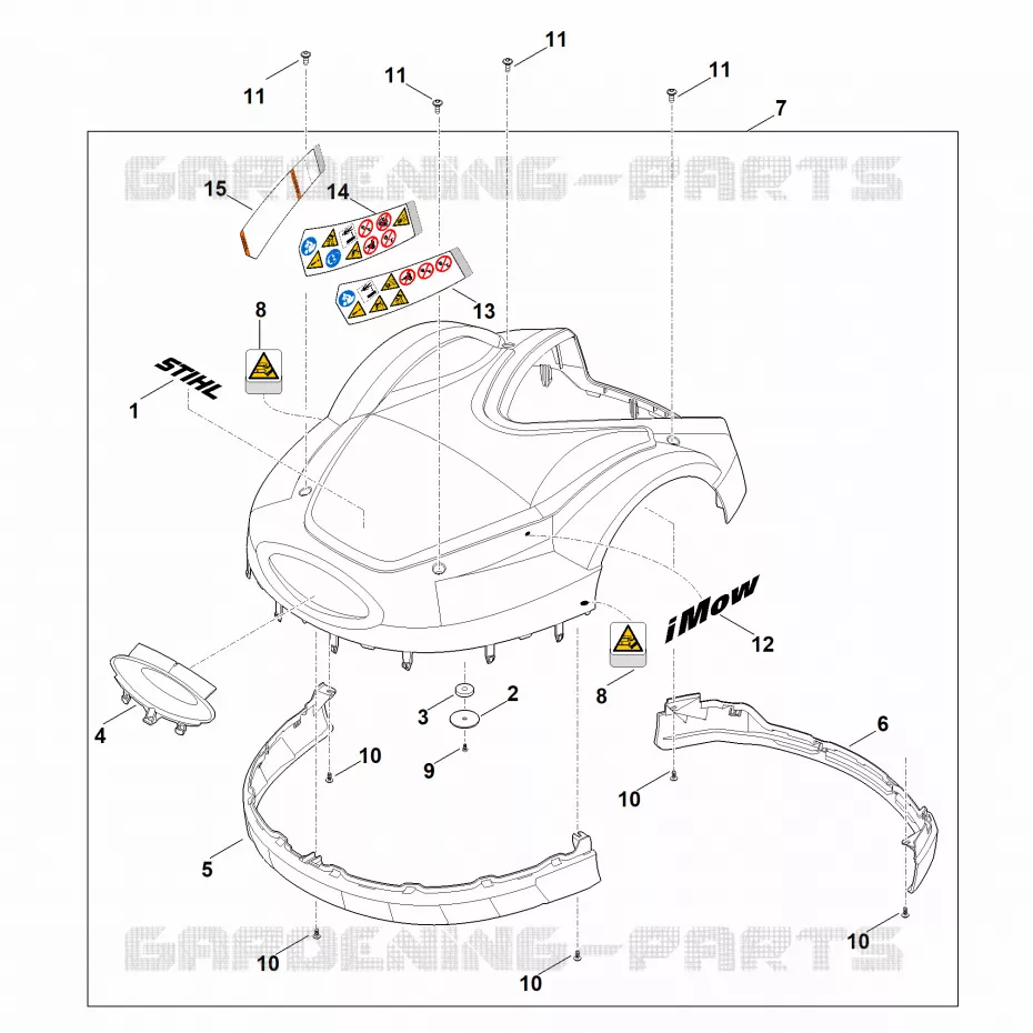A - Capot Stihl Robots de tontes Robots de tontes RMI RMI 632.0 P  RMI 632.0 P