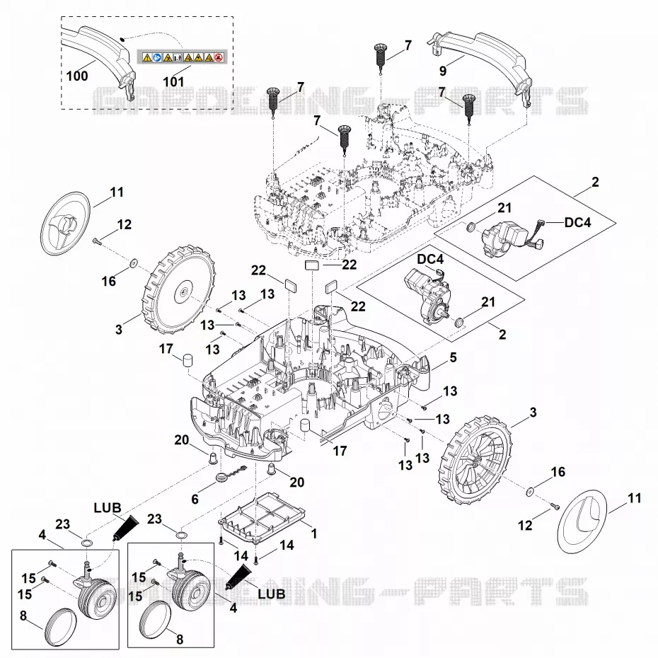 C - Parte inferérieure du carter, châssis Stihl Robots de tontes Robots de tontes RMI RMI 632.0 P  RMI 632.0 P