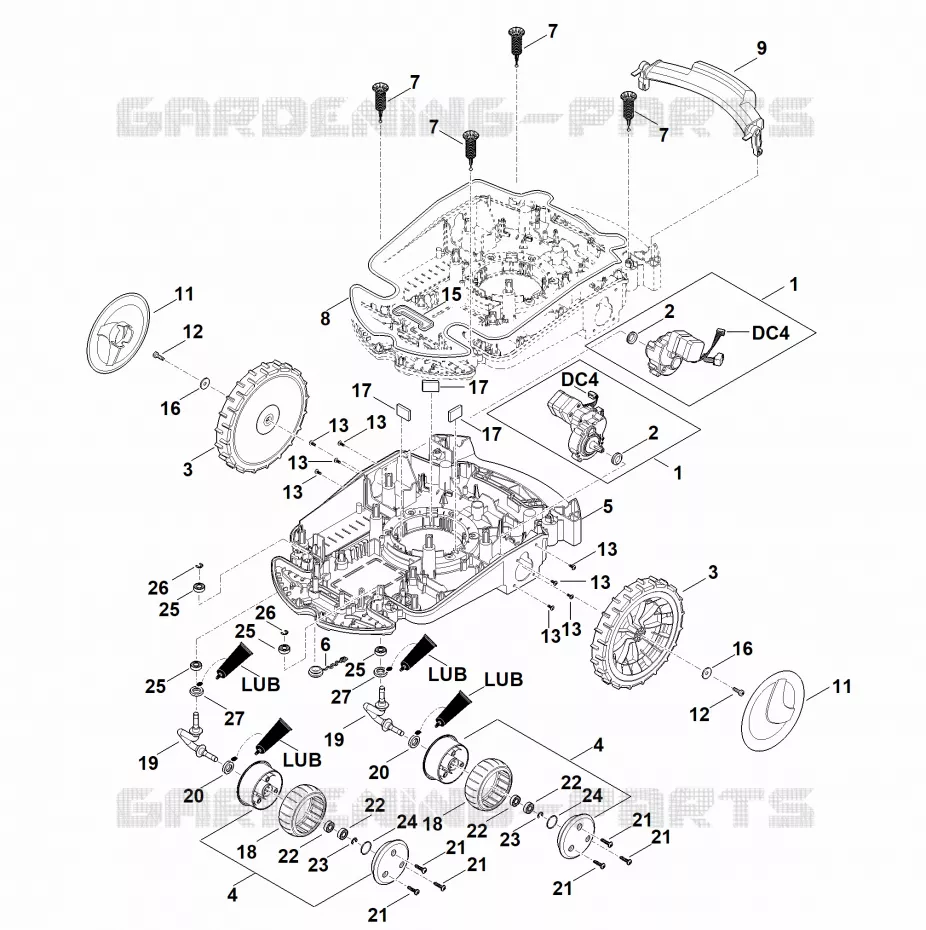 C - Parte inferérieure du carter, châssis Stihl Robots de tontes Robots de tontes RMI RMI 632.1  RMI 632.1