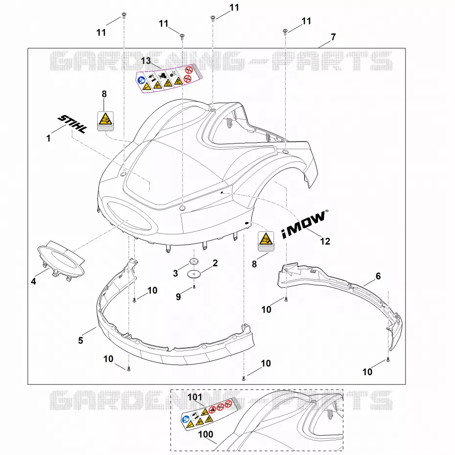 A - Capot Stihl Robots de tontes Robots de tontes RMI RMI 632.1 C  RMI 632.1 C