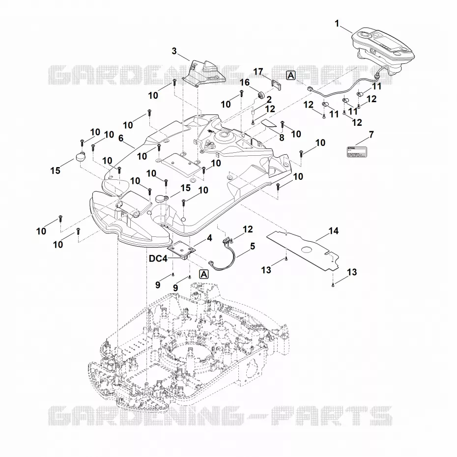 B - Carter supérieur Stihl Robots de tontes Robots de tontes RMI RMI 632.1 C  RMI 632.1 C