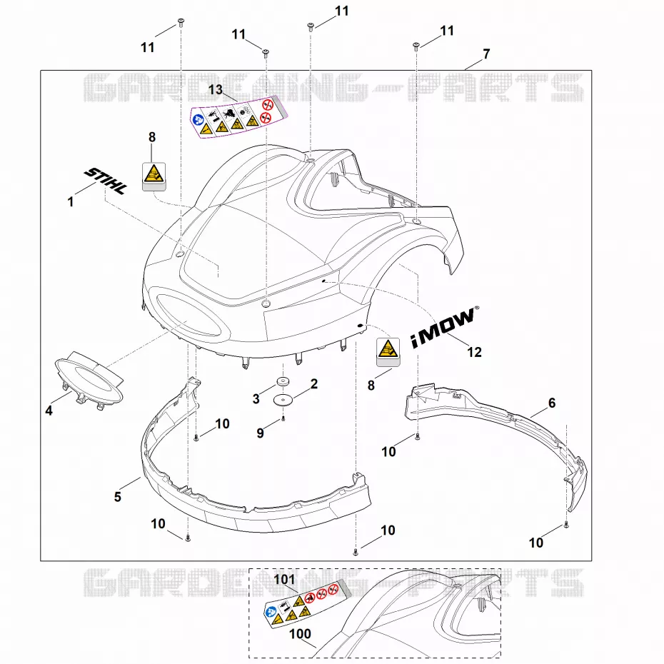 A - Capot Stihl Robots de tontes Robots de tontes RMI RMI 632.1 PC  RMI 632.1 PC