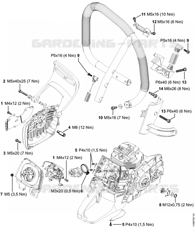 Couples de serrage Stihl Tronçonneuses Tronçonneuses Tronçonneuses thermiques MS MS 661 C-M  MS 661 C-M