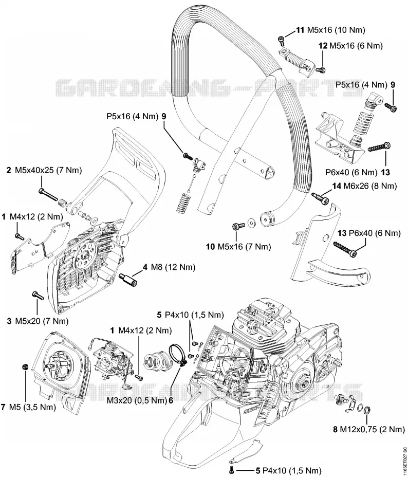 Couples de serrage Stihl Tronçonneuses Tronçonneuses Tronçonneuses thermiques MS MS 661 C-M W  MS 661 C-M W