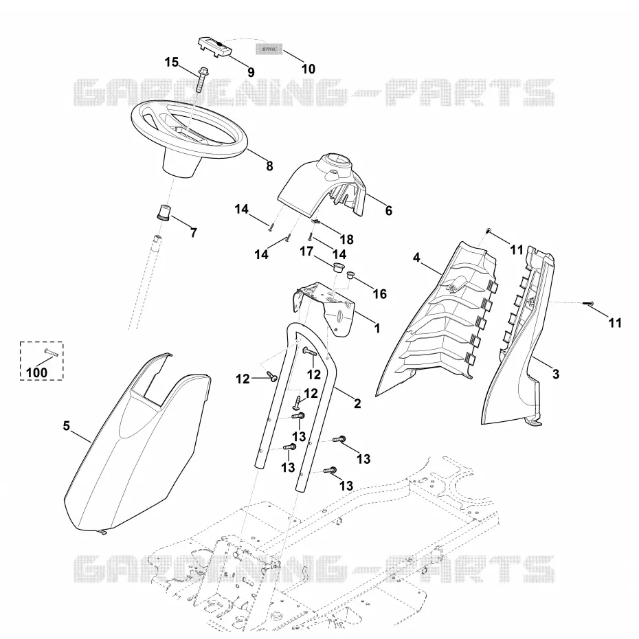 B - Tableau de bord Stihl Tracteurs de pelouse Tracteurs tondeuses RT RT 4082.0  RT 4082.0