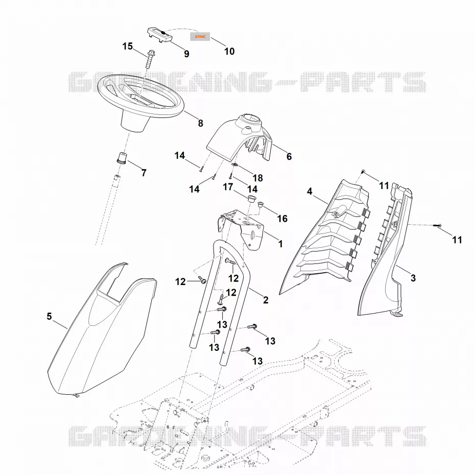 B - Tableau de bord Stihl Tracteurs de pelouse Tracteurs tondeuses RT RT 4082.1  RT 4082.1