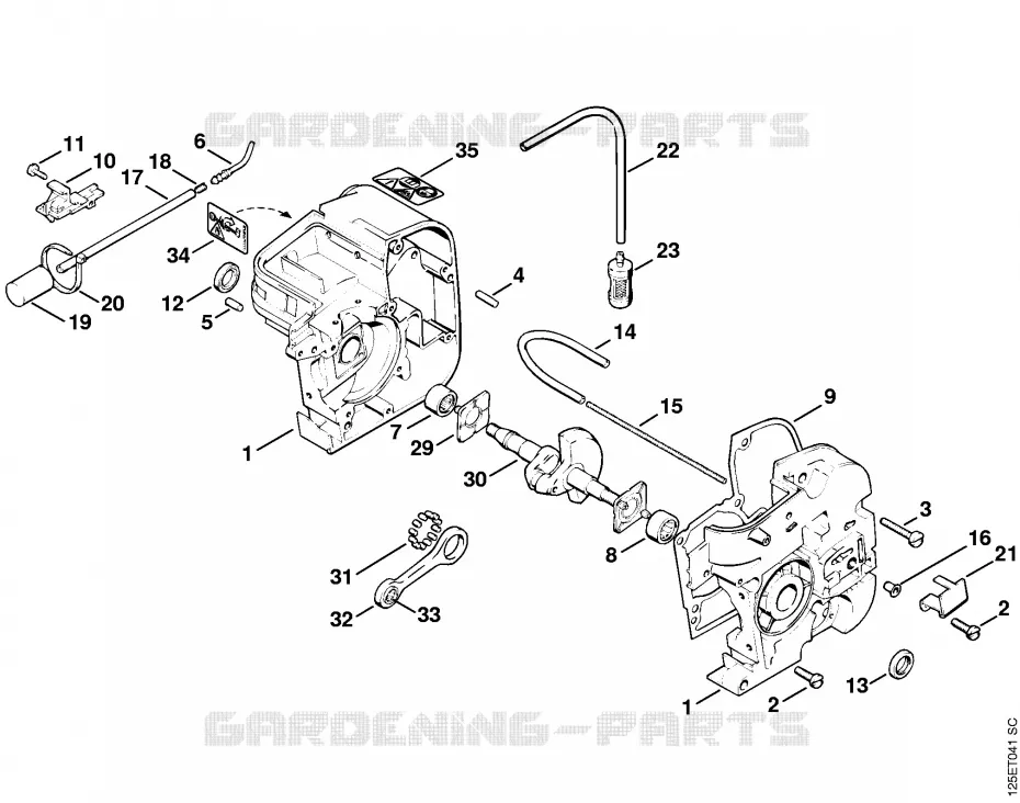 Carter de vilebrequin Stihl Tronçonneuses Tronçonneuses Tronçonneuses thermiques 009 E  009 E