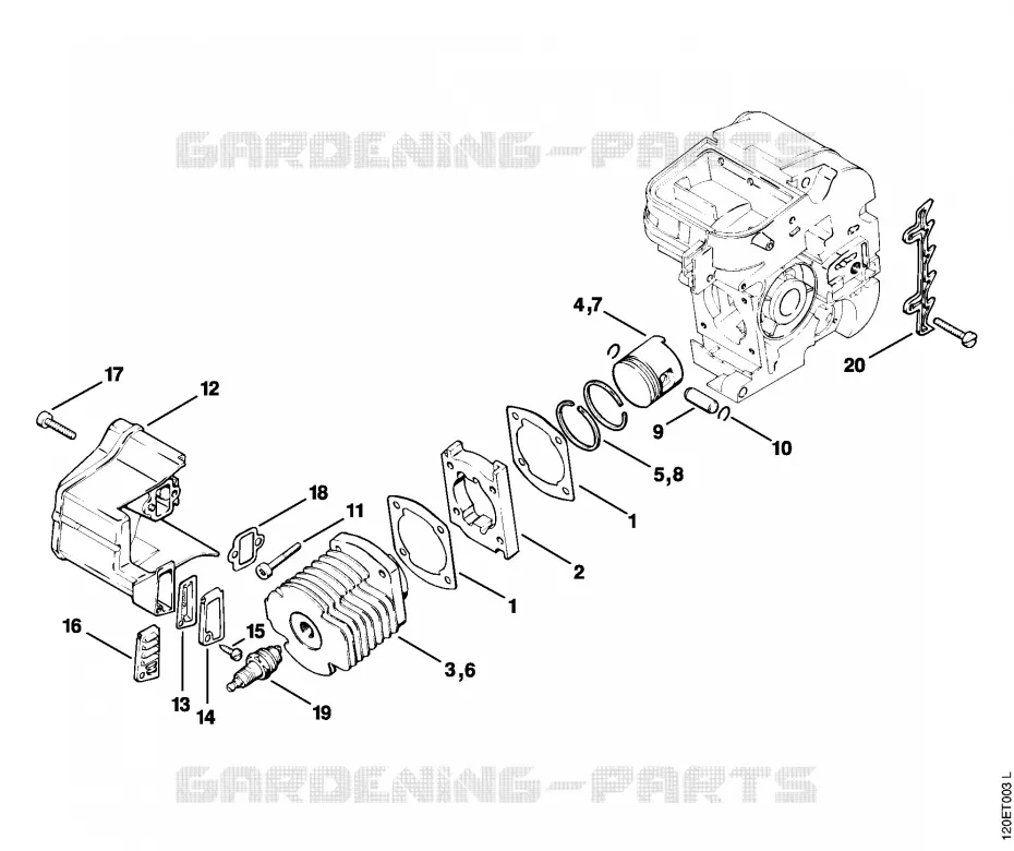 Cylindre Stihl Tronçonneuses Tronçonneuses Tronçonneuses thermiques 010 AV  010 AV