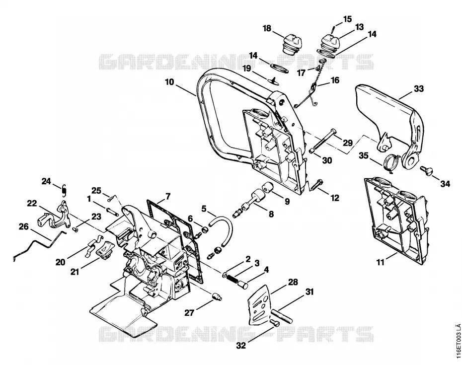 Carter de poignée Stihl Tronçonneuses Tronçonneuses Tronçonneuses thermiques 015 AV  015 AV