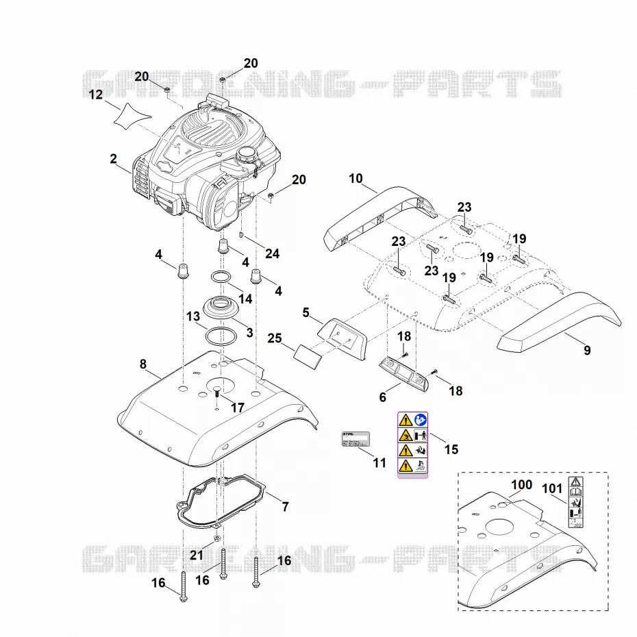 C - Capot, moteur Stihl Motobineuses Motobineuses MH MH 445.0 R  MH 445.0 R