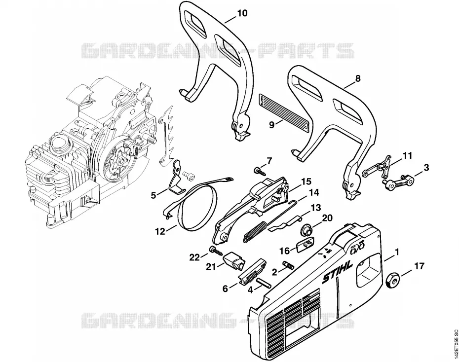 Couvercle de pignon Stihl Tronçonneuses Tronçonneuses Tronçonneuses thermiques 020 T  020 T