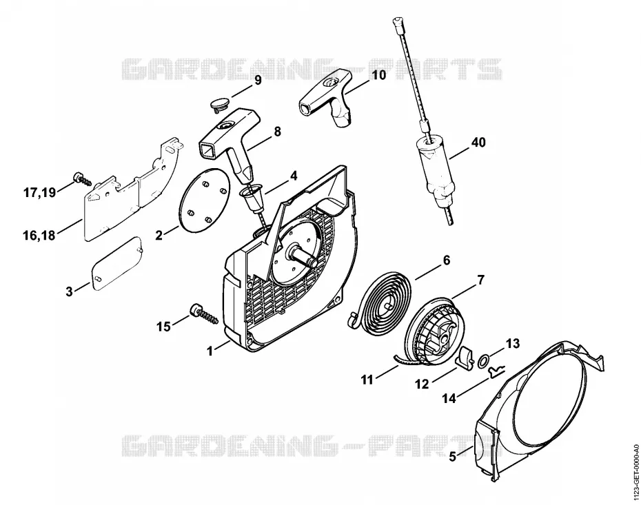 Dispositif de lancement Stihl Tronçonneuses Tronçonneuses Tronçonneuses thermiques 023 L  023 L