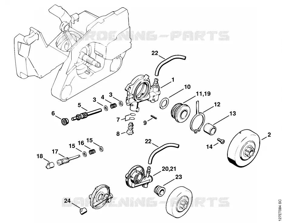Pompe à huile Stihl Tronçonneuses Tronçonneuses Tronçonneuses thermiques 024 SWVH  024 SWVH