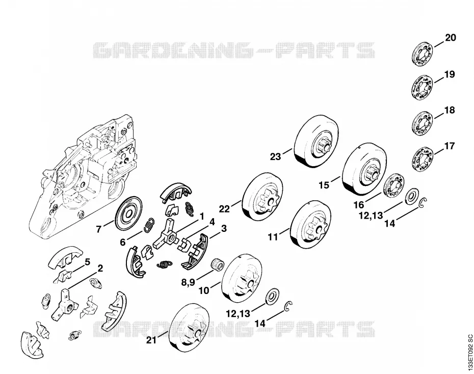 Embrayage, Pignon Stihl Tronçonneuses Tronçonneuses Tronçonneuses thermiques 026 W  026 W