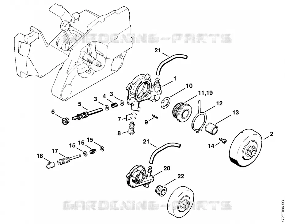 Pompe à huile Stihl Tronçonneuses Tronçonneuses Tronçonneuses thermiques 026 W  026 W