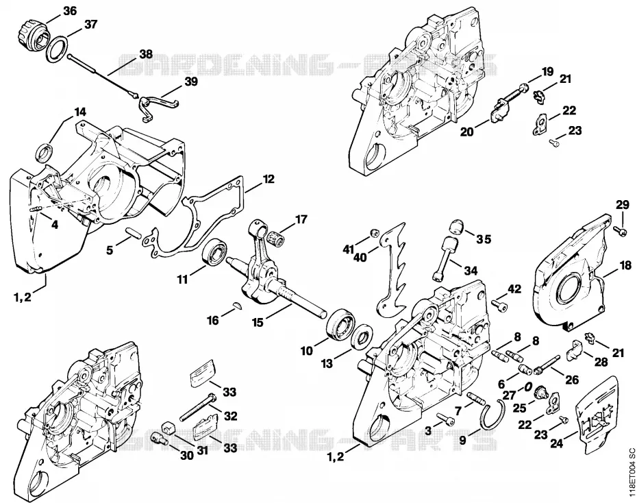 Carter, Vilebrequin Stihl Tronçonneuses Tronçonneuses Tronçonneuses thermiques 028  028